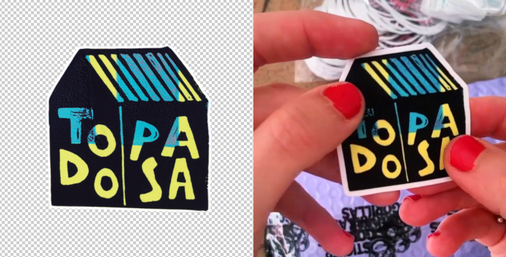 Creative die-cut art sticker showcasing a unique illustration from a customer.4