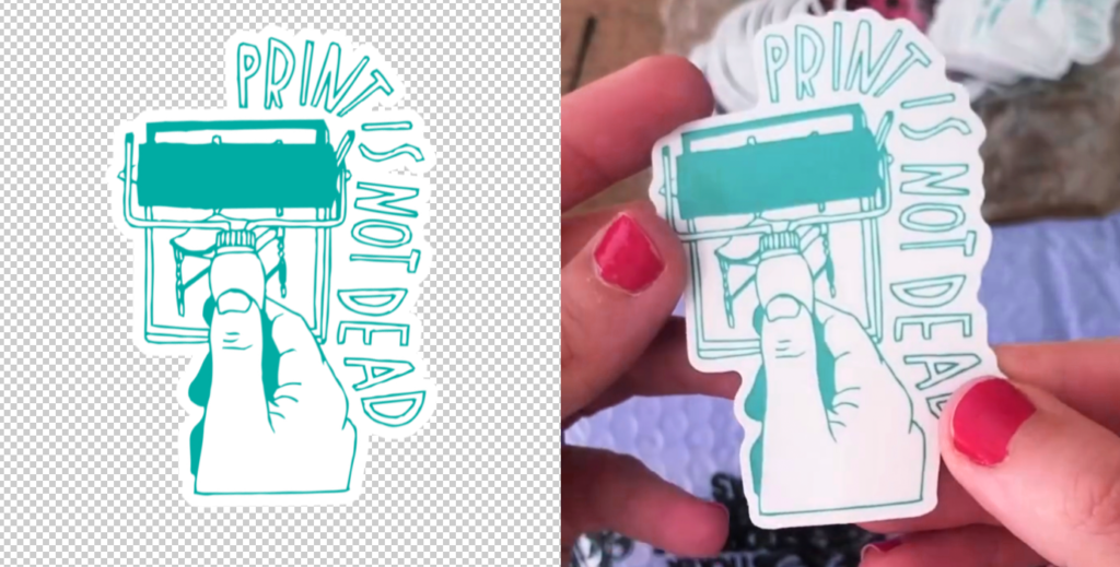 Creative die-cut art sticker showcasing a unique illustration from a customer.7
