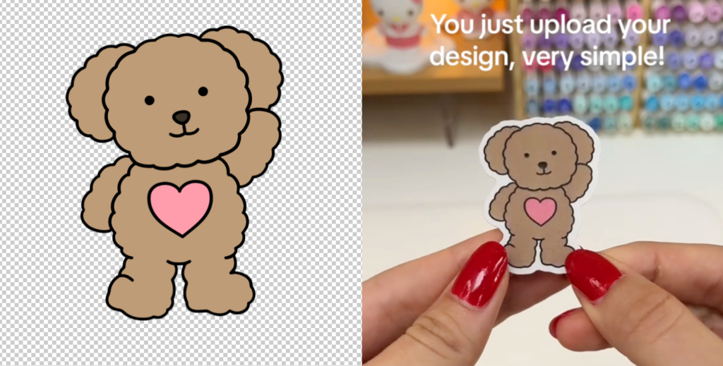 A photo of a final sticker product showing the quality and color accuracy of the art.